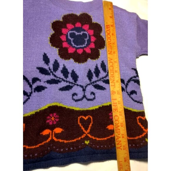 Mickey For Kids Sweater Girls S 4 Purple Pullover Mickey Mouse Vintage Flower - Picture 5 of 16